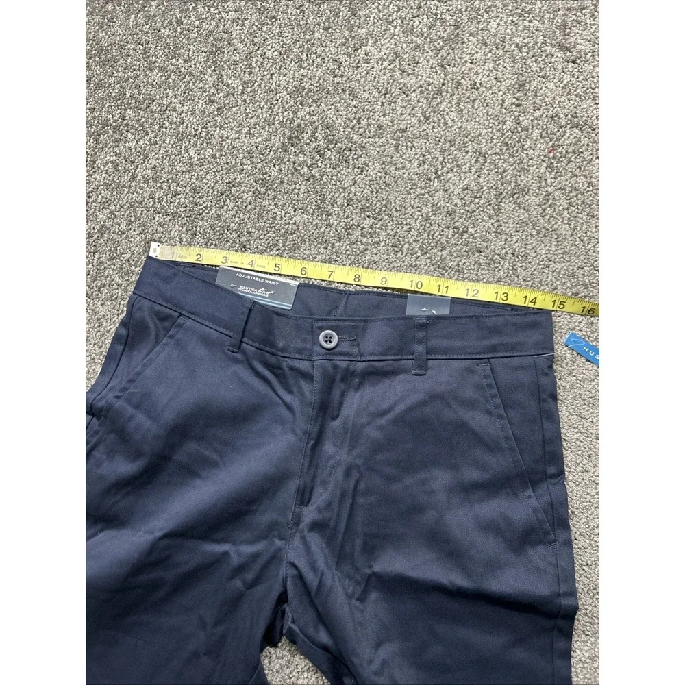 Nautica Boys School Uniform Pants 14 Husky Navy Blue Adjustable Waist N851055Q